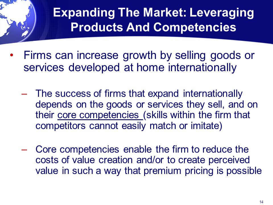 Expanding The Market: Leveraging Products And Competencies