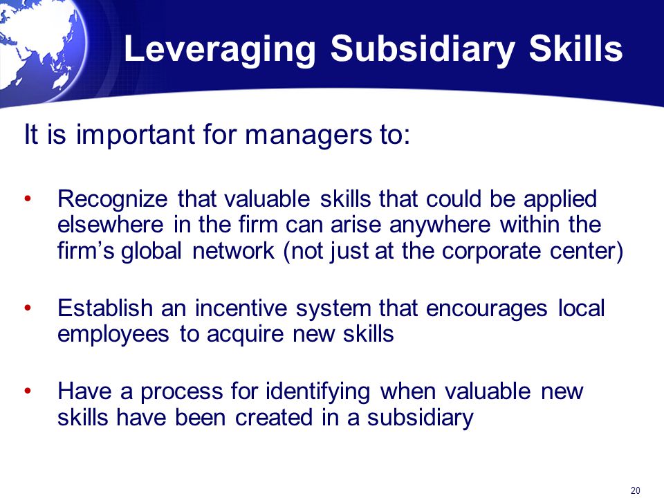 Leveraging Subsidiary Skills
