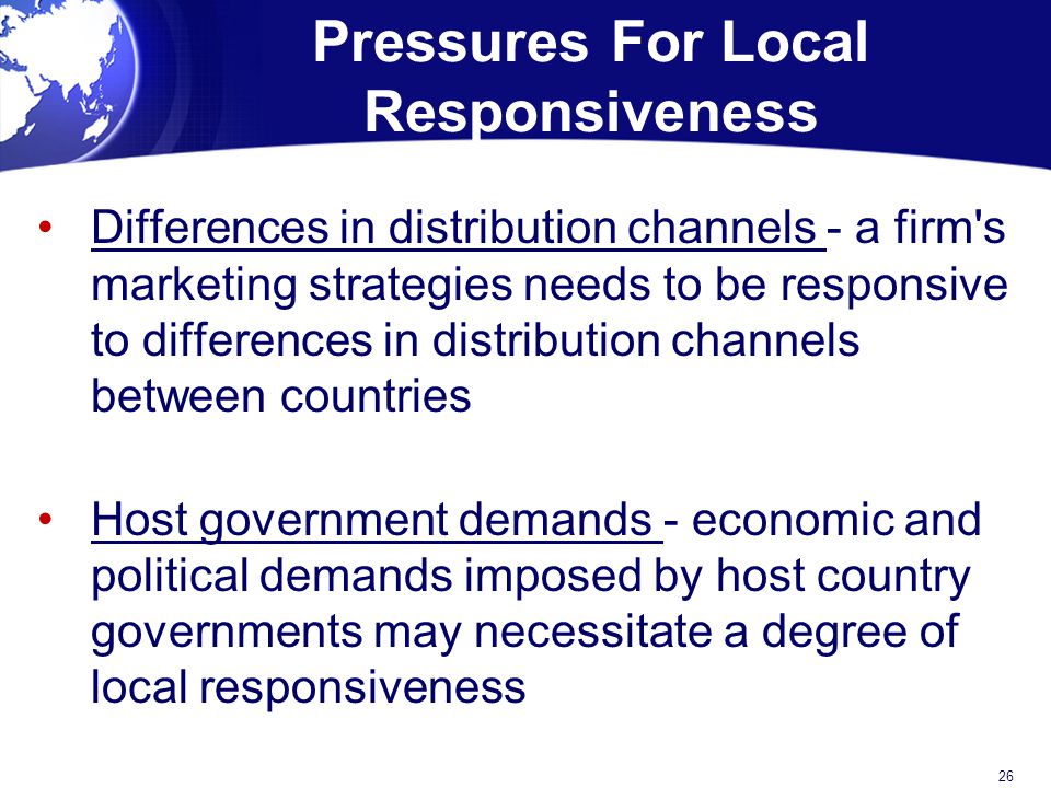 Pressures For Local Responsiveness