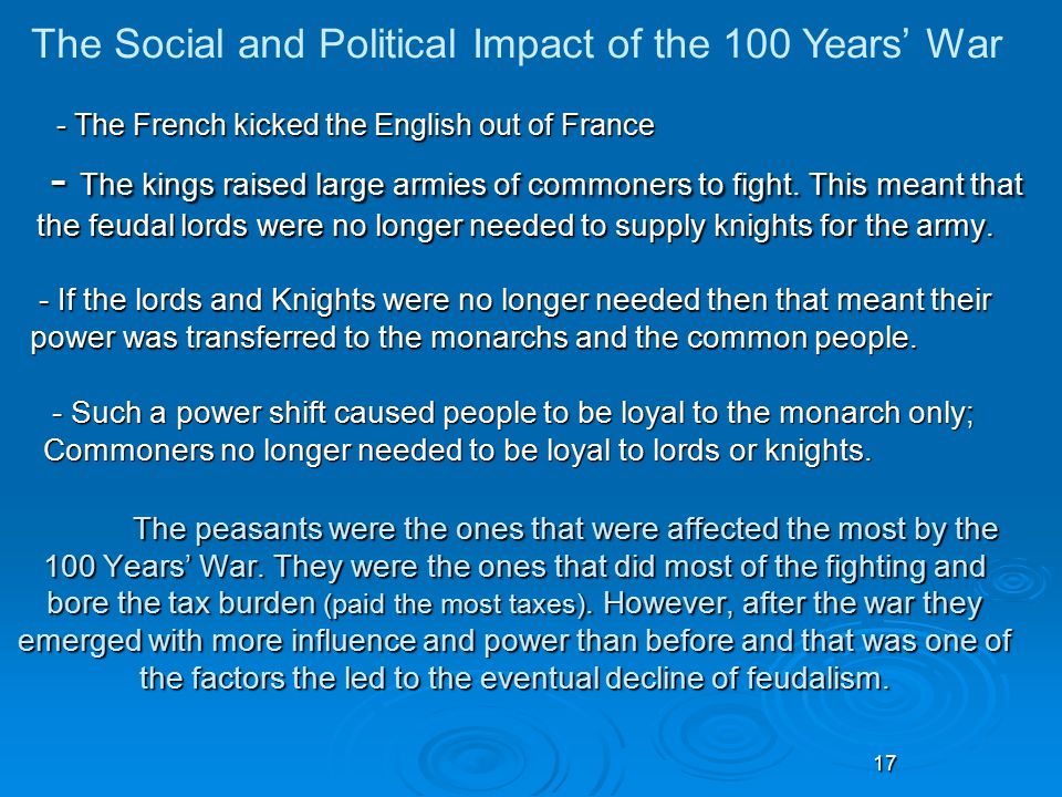 The Social and Political Impact of the 100 Years’ War