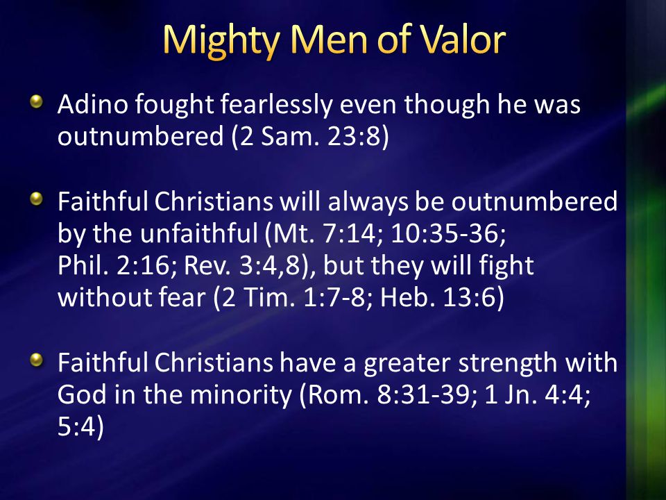 David's Mighty Men (2 Samuel 23:8-39) 