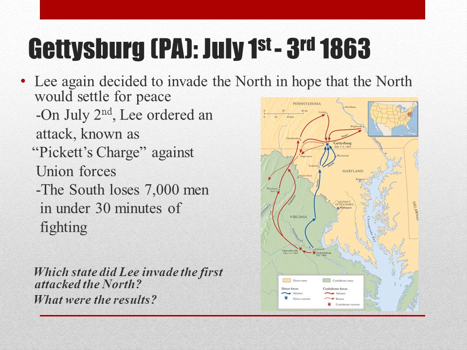 Gettysburg (PA): July 1st - 3rd 1863