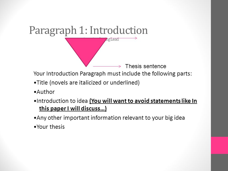 Paragraph 1: Introduction Attention Getting Lead