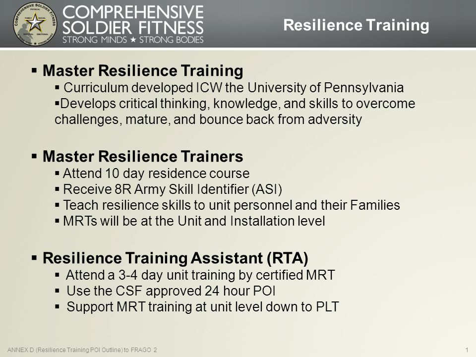 Master Resilience Training
