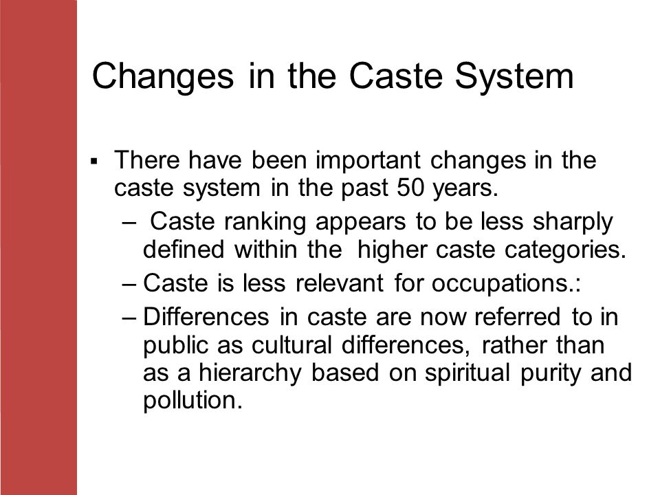 Changes in the Caste System