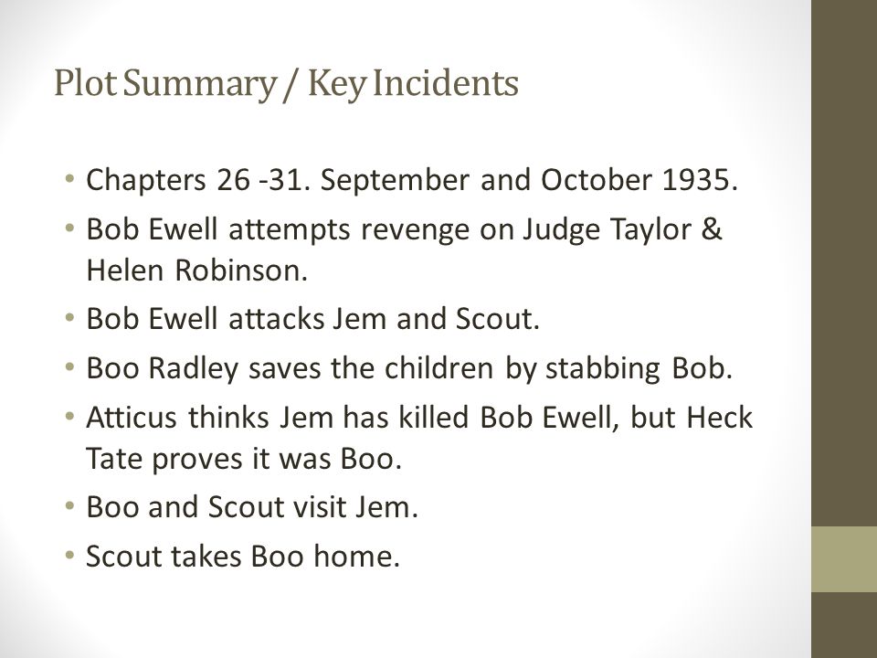 Plot Summary / Key Incidents