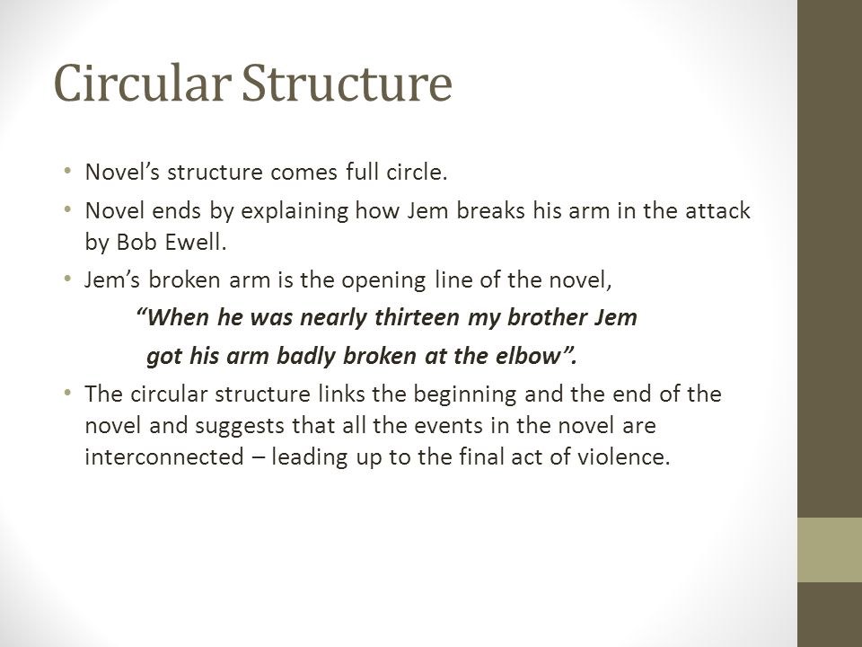 Circular Structure Novel’s structure comes full circle.