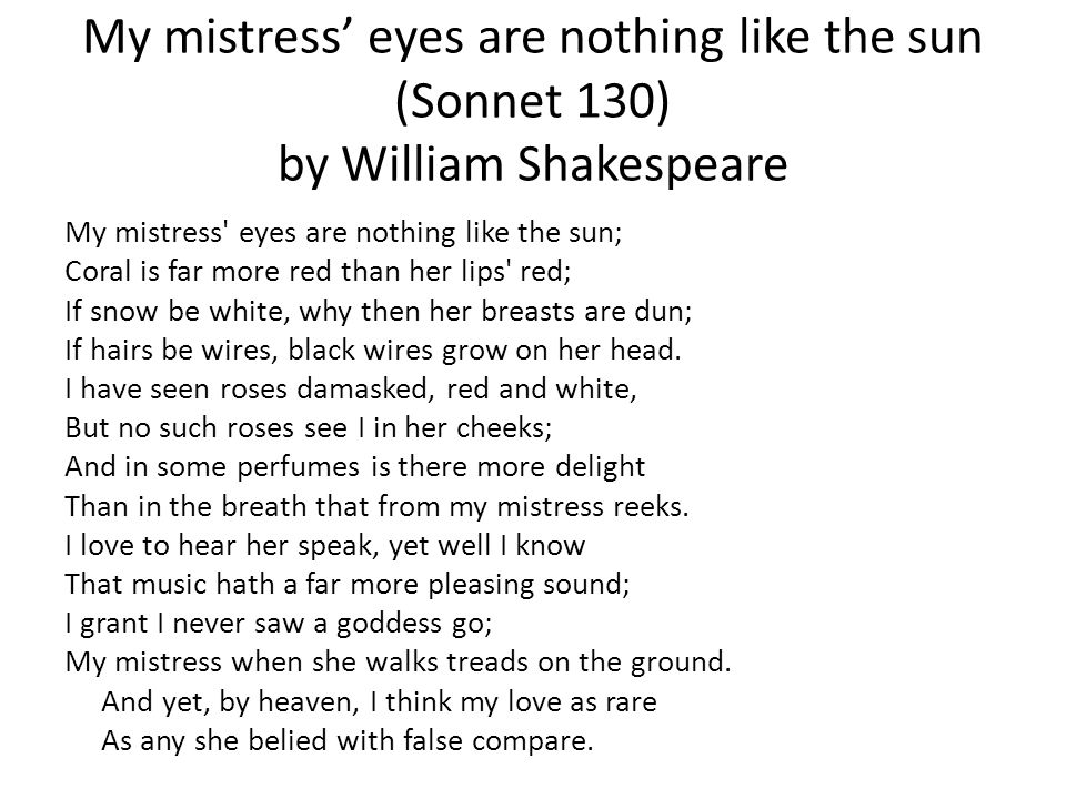 Реферат: Sonnet 130 Essay Research Paper Sonnet 130William