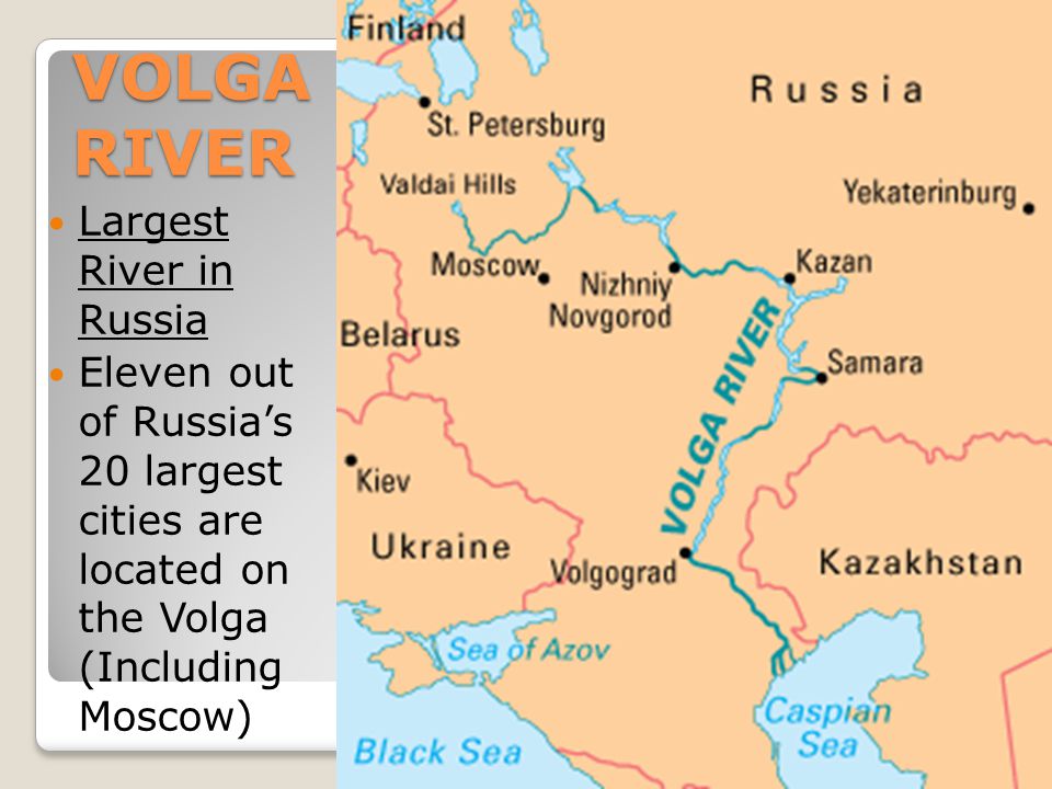 VOLGA RIVER Nearly 75% of Russia’s population lives in Europe
