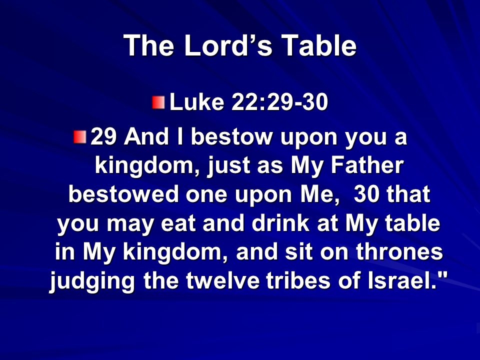 The Lord’s Table Luke 22:29-30
