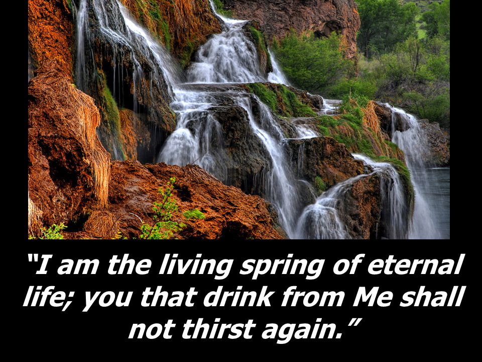 I am the living spring of eternal life; you that drink from Me shall not thirst again.