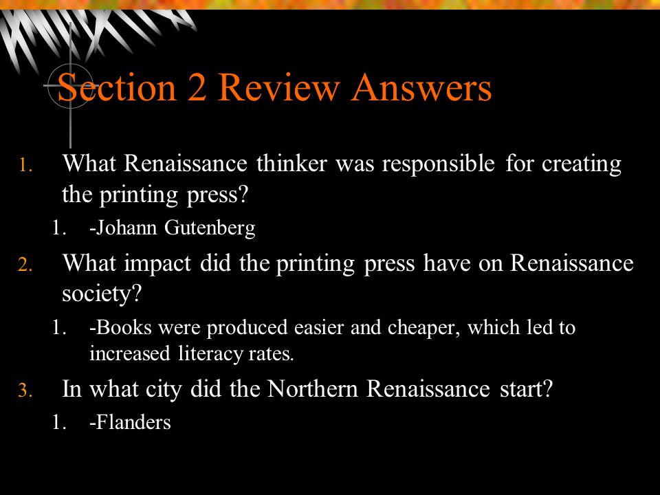 Section 2 Review Answers