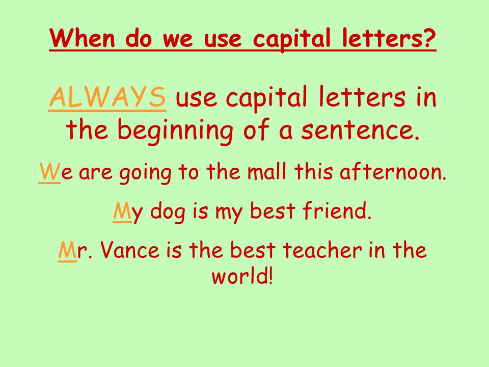 When do we use capital letters