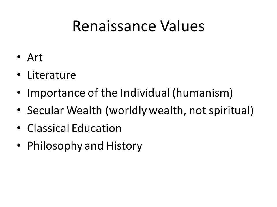 Renaissance Values Art Literature