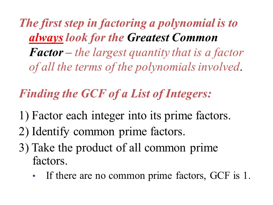 Finding the GCF of a List of Integers: