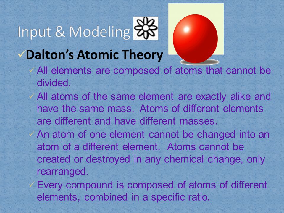 Input & Modeling Dalton’s Atomic Theory