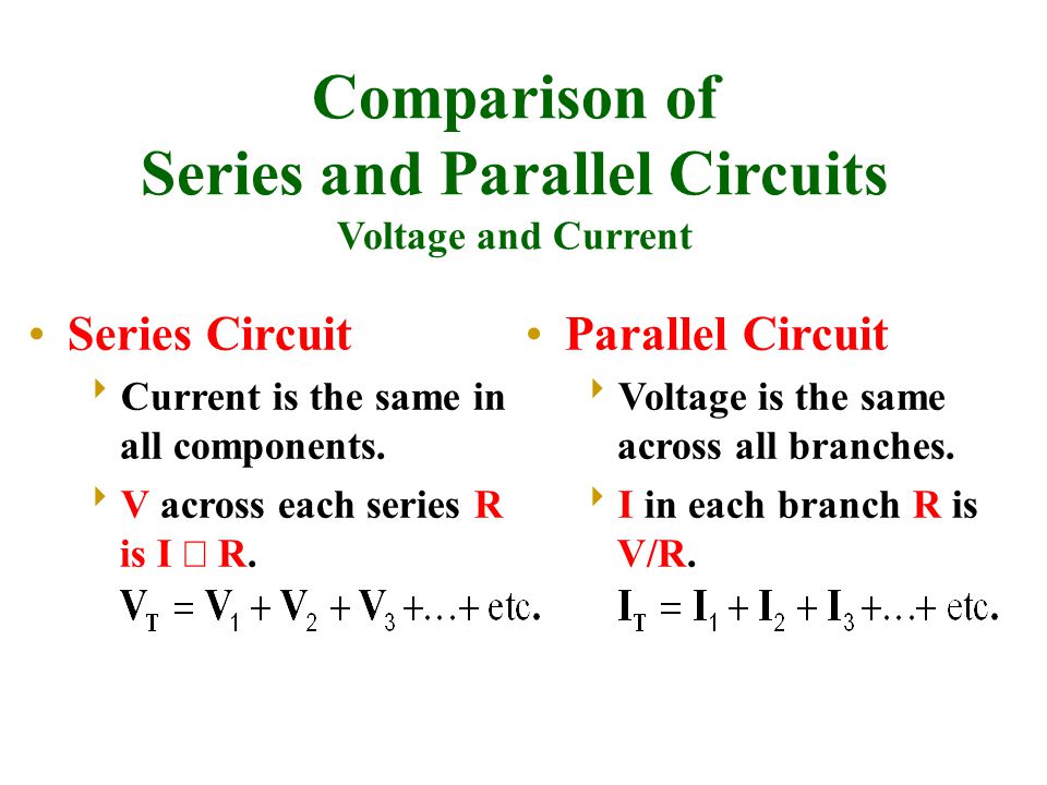 Comparison of Series and Parallel Circuits Voltage and Current