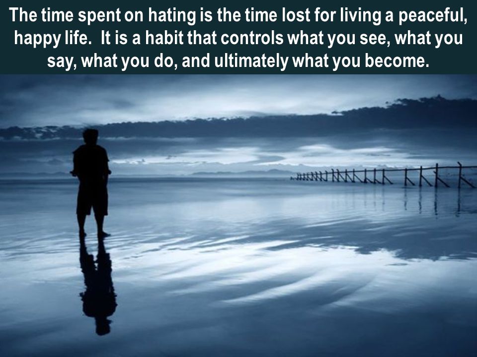 The time spent on hating is the time lost for living a peaceful,