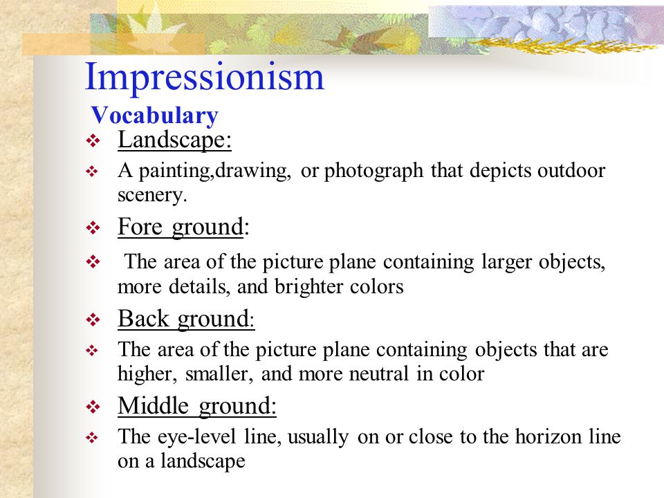 Impressionism Vocabulary