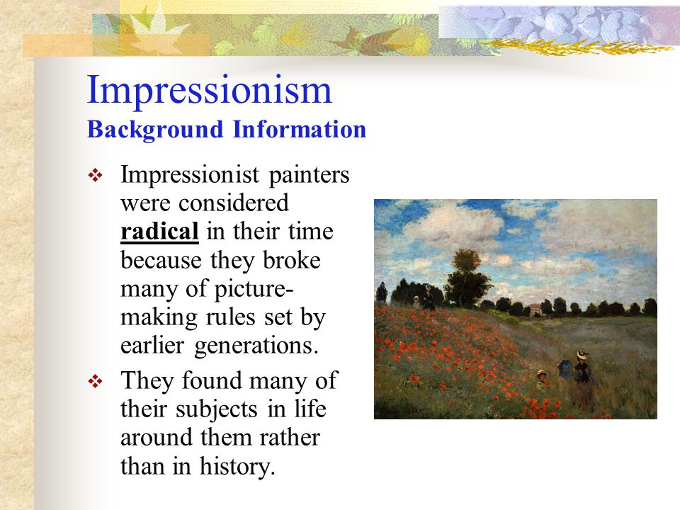 Impressionism Background Information