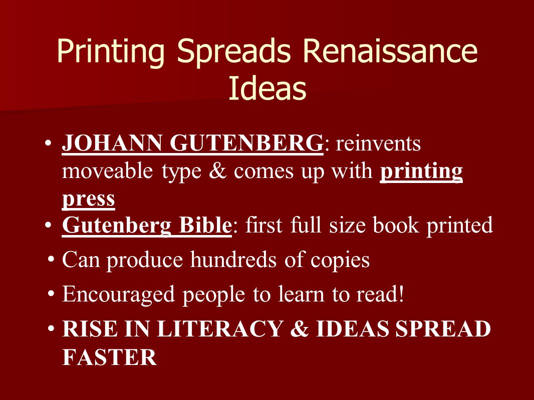 Printing Spreads Renaissance Ideas