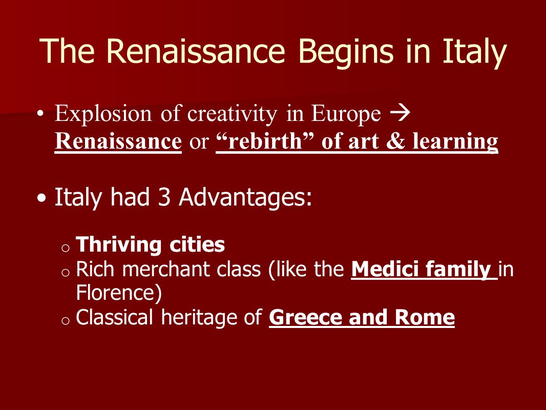 The Renaissance Begins in Italy