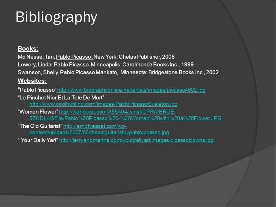 Bibliography Books: Websites: