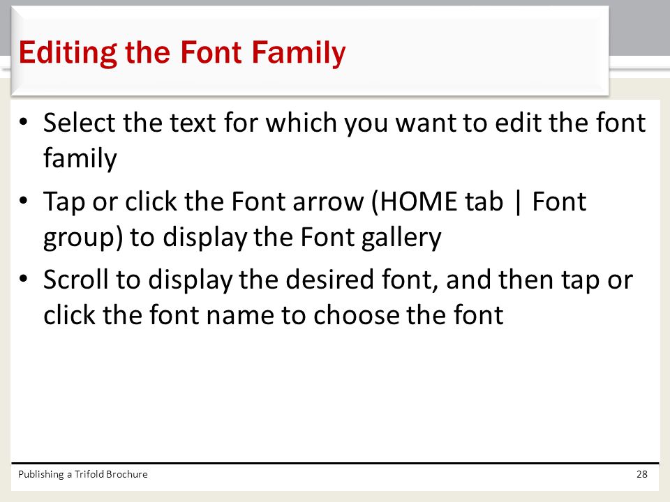 Editing the Font Family