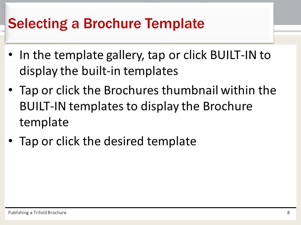 Selecting a Brochure Template
