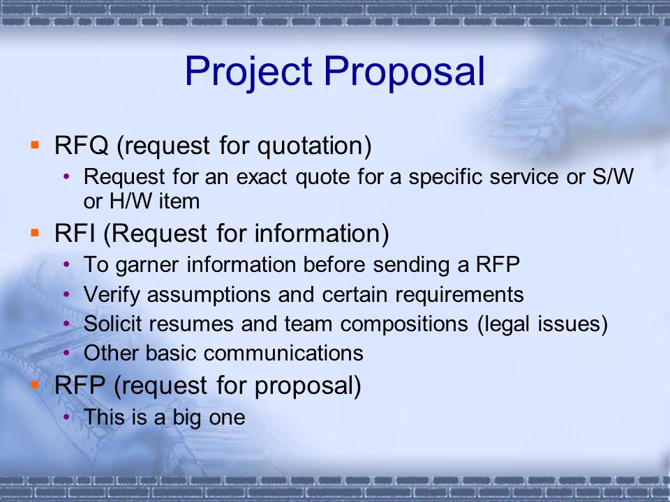Project Proposal RFQ (request for quotation)