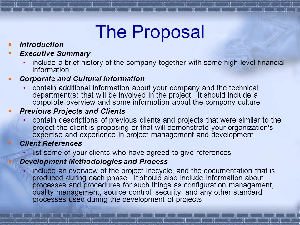 The Proposal Introduction Executive Summary