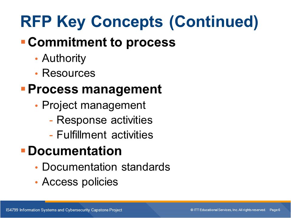 RFP Key Concepts (Continued)