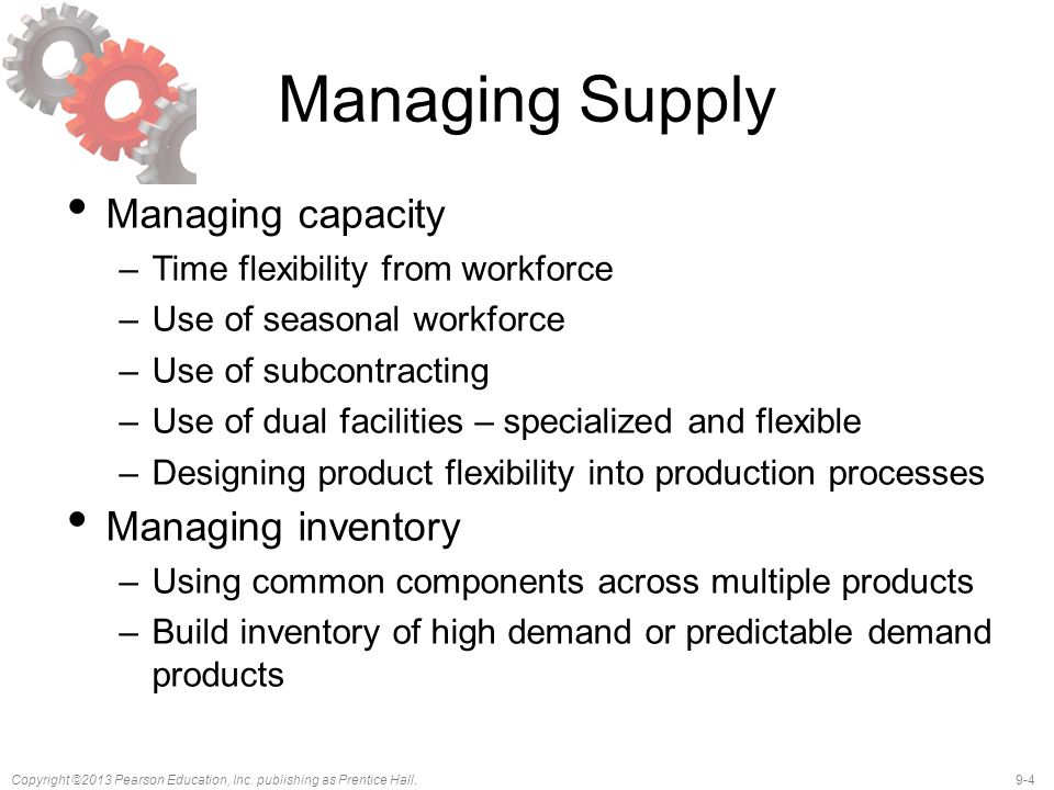 Managing Supply Managing capacity Managing inventory
