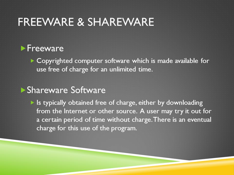 Freeware & Shareware Freeware Shareware Software