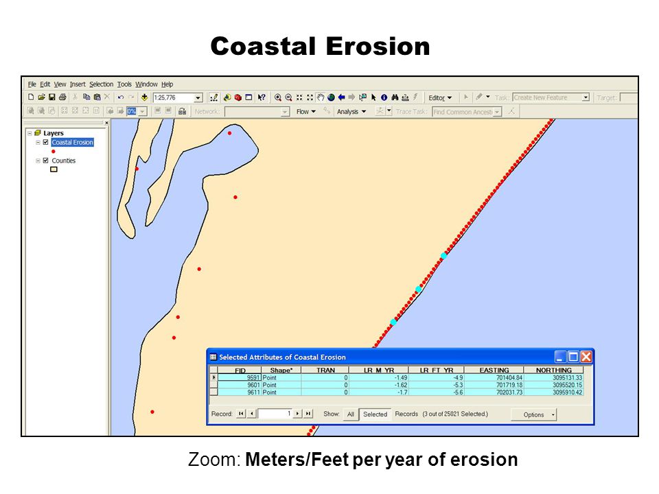 Coastal Erosion Zoom: Meters/Feet per year of erosion