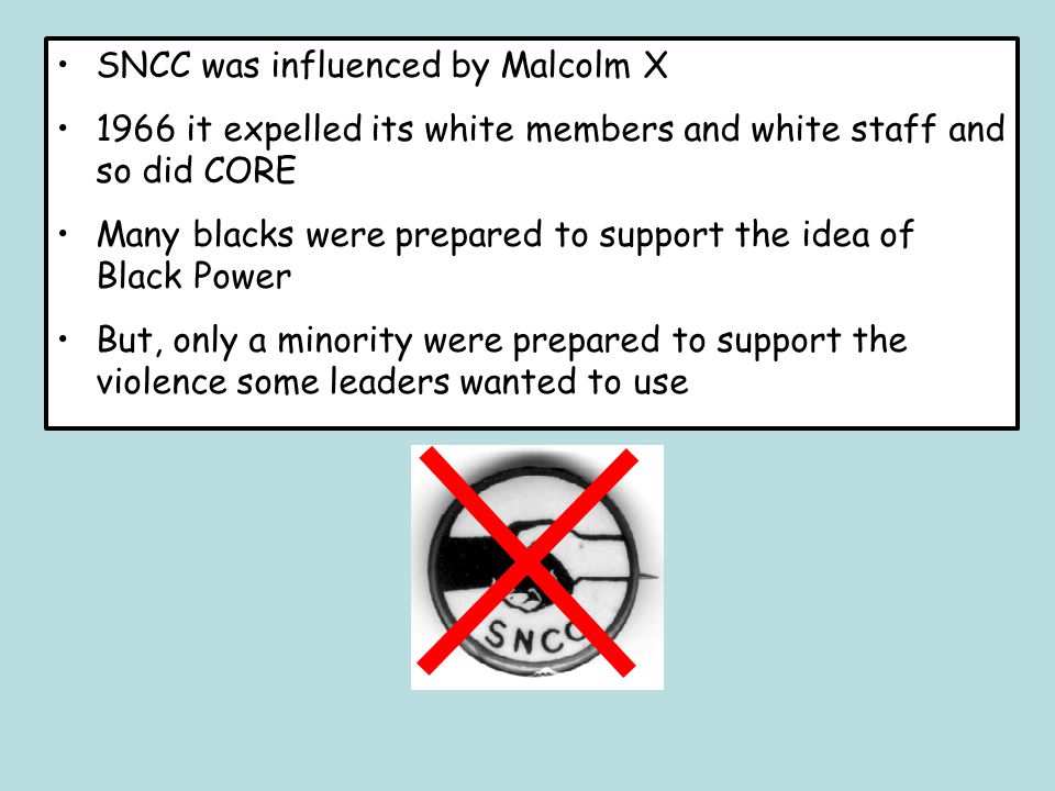 SNCC was influenced by Malcolm X