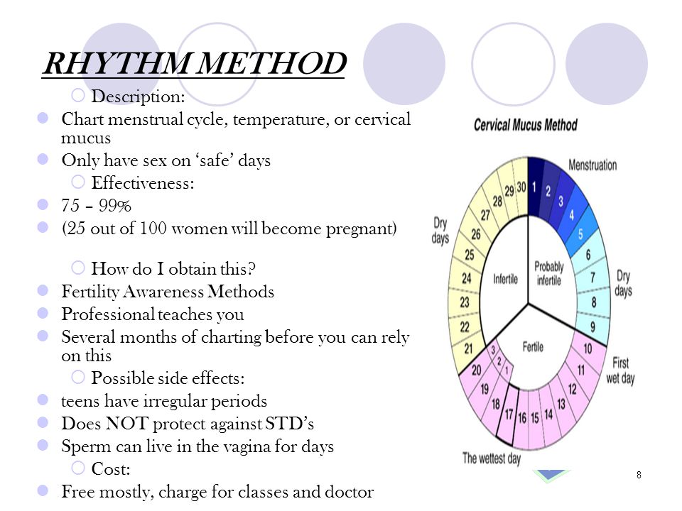 Rhythm Birth Control Chart