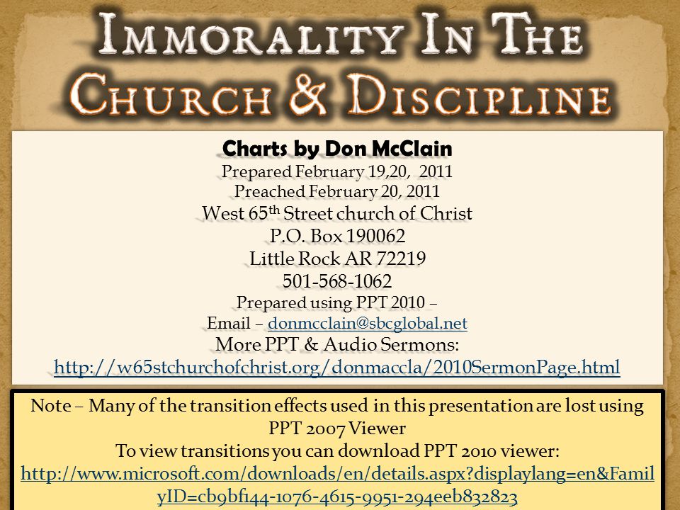 Immorality In The Church & Discipline