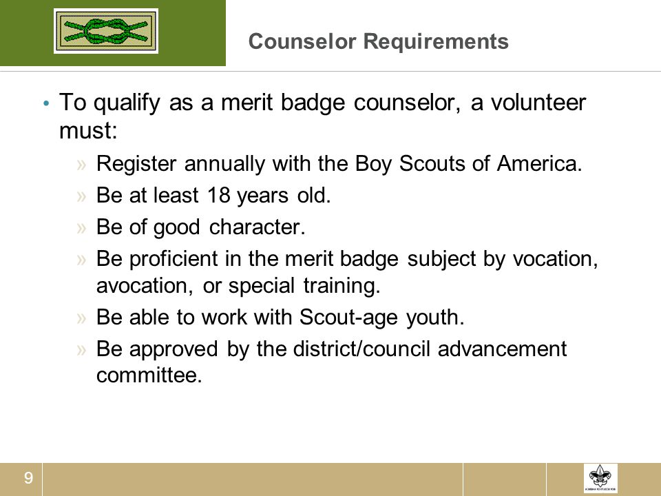 Counselor Requirements