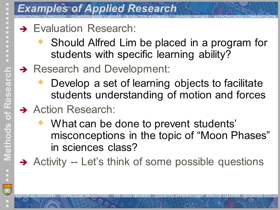 examples of applied research topics