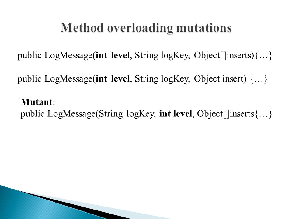 Method overloading mutations