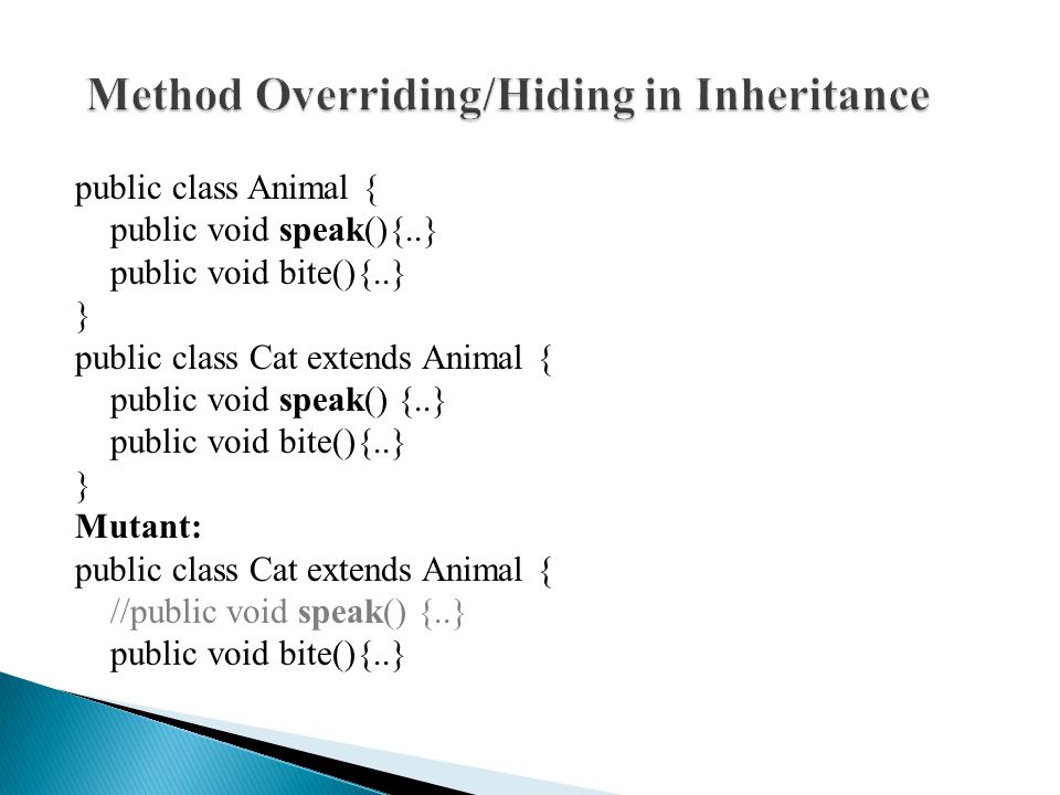Method Overriding/Hiding in Inheritance
