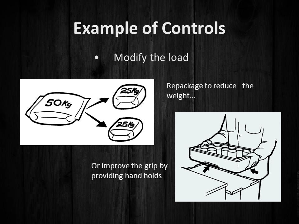Example of Controls Modify the load Repackage to reduce the weight…