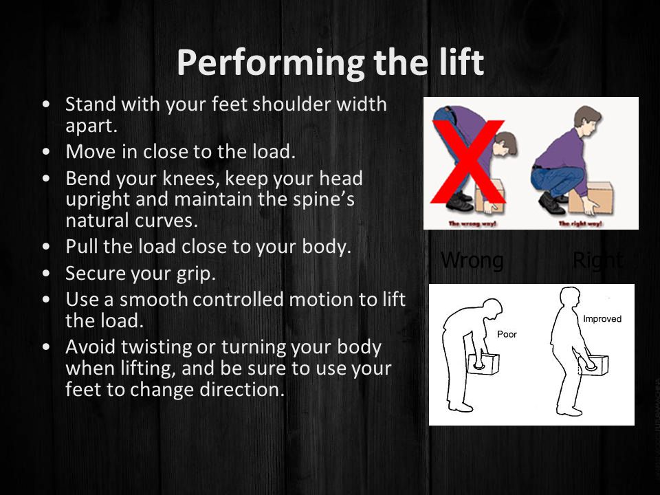 Performing the lift Stand with your feet shoulder width apart.