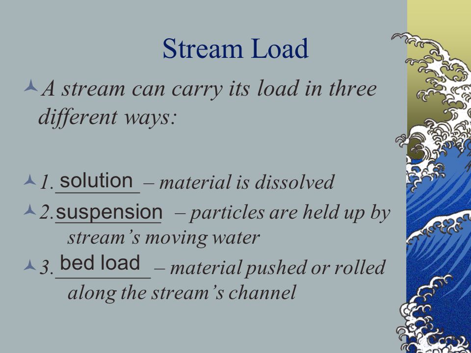 Stream Load A stream can carry its load in three different ways: