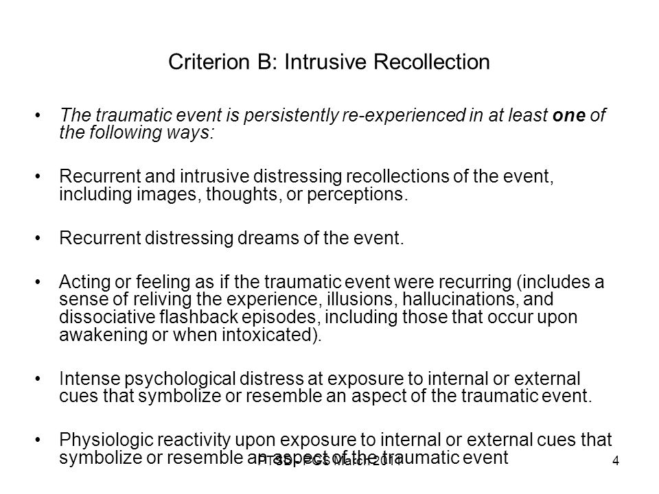 Criterion B: Intrusive Recollection
