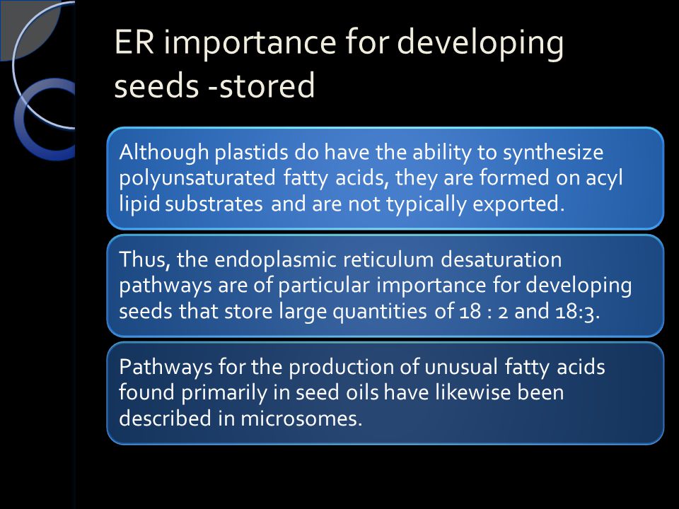 ER importance for developing seeds -stored