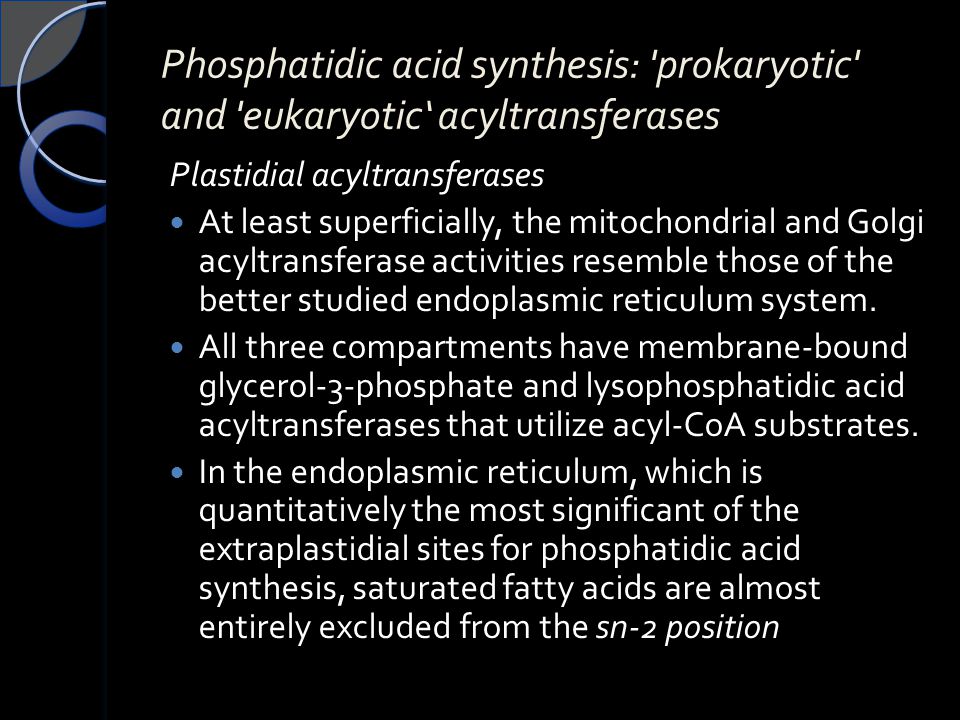 Phosphatidic acid synthesis: prokaryotic and eukaryotic‘ acyltransferases
