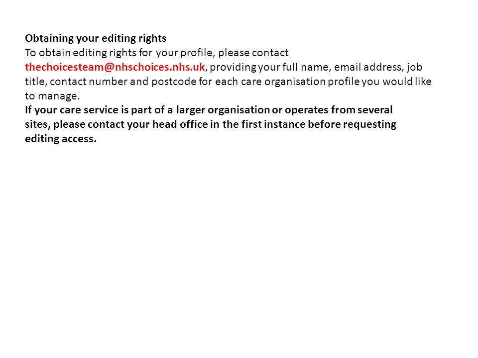 Obtaining your editing rights