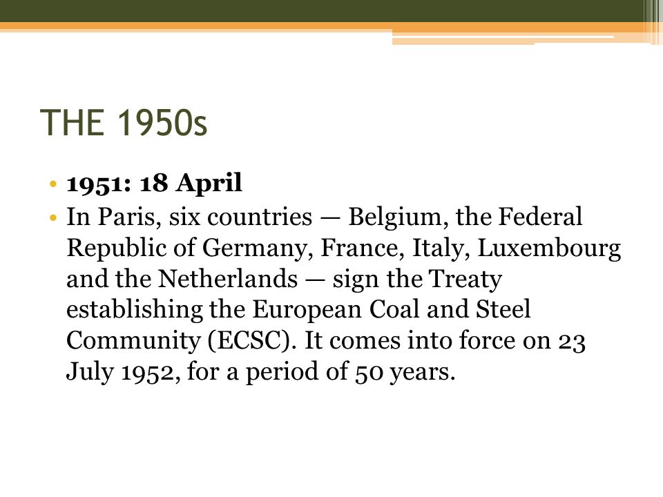 THE 1950s 1951: 18 April.